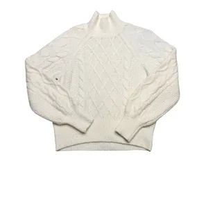 🤍 Abercrombie &‎ Fitch Cable Knit Turtleneck Sweater White Ivory Small 🤍 thumbnail 2