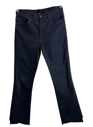 Mother The Insider Crop Step Fray Jeans in Not Guilty Black Mid Rise Size 29 thumbnail 1