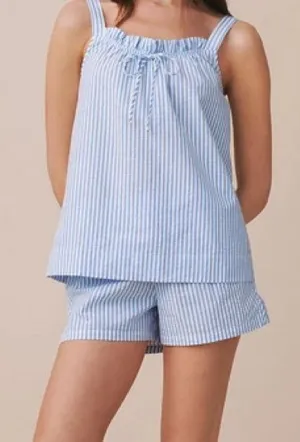 LAKE Pajamas seersucker shorts striped elastic waistband cotton thumbnail 1