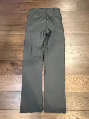 Athleta Stellar Straight Leg Pants Womens Size 0 Gray Front Hem Slit - C61-127 thumbnail 6