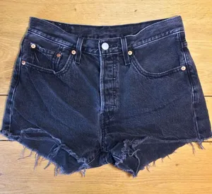 Levi’s 501 raw hem black button fly shorts 27 thumbnail 1