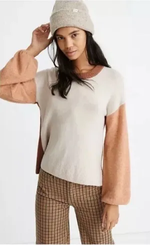 Madewell Payton color block wool blend oversized sweater xs thumbnail 1