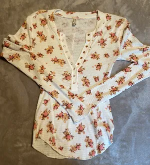 Free People Floral Print Waffle Thermal thumbnail 1