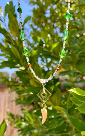 unique fairy nature boho funky vintage style quality Czech glass beads mix unisex necklace/chocker💚🍃🌀💙👼 thumbnail 5