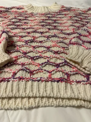 BTB Los Angeles Lola Honeycomb Cozy Cream Multicolor Knit Sweater - NWT - Size L thumbnail 7