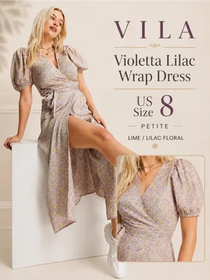 VILA Violetta‎ Wrap Dress — Yellow & Lilac Floral thumbnail 2