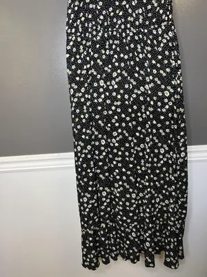 Rewind Dress Womens Large Black Floral Button Front Tie Waist Maxi Sundress thumbnail 10