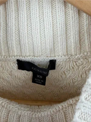 J.Crew swingy cable knit cream cotton mockneck sweater women’s XS fisherman thumbnail 2