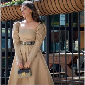 Reformation Luce Long Sleeve Stretch Khaki Midi Dress Womens 0 thumbnail 3