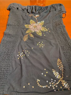 Free People Fawn Embellished Smocked Tulle Tube Top Black Glam Grunge Sz M thumbnail 7