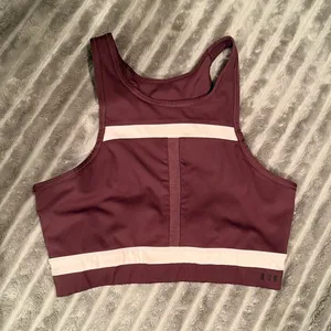 Nike Dri-FIT‎ High-Neck "RUN" Sports Bra - Maroon/Burgundy, Size Medium thumbnail 1