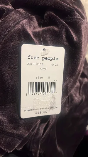Free People - NWT -Valerie Navy Velvet Short Sleeve Tee- Sz Medium thumbnail 4