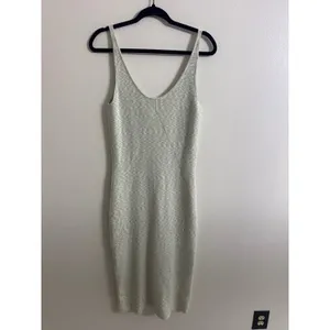 Abercrombie & Fitch Women Green Marled Ribbed V-Neck Bodycon Midi Dress XLT Tall thumbnail 4