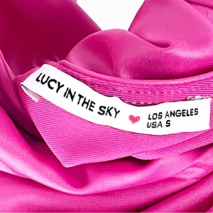 LUCY IN THE SKY Pink Draped Front Ruched Sides Low Back Cutout Mini Dress Small thumbnail 3