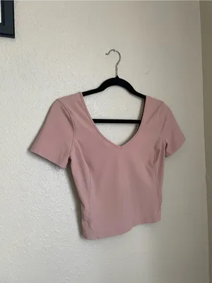 Lululemon Align T Shirt Size 4 Pink Clay Short Sleeve V Neck Buttery Soft thumbnail 2