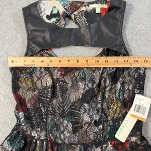 CHORD Juniors Size 7 Black Multi-Color Floral Lace Sleeveless Fit & Flare Dress thumbnail 8
