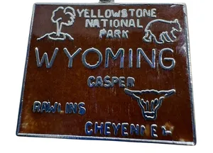 Vintage Sterling Silver Wyoming Yellowstone National Park Enamel Souvenir Charm thumbnail 1