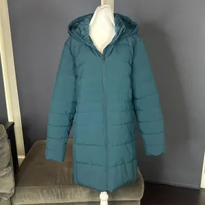 Swiss Tech Women’s Blue Green Puffer Jacket Hooded Quilted Design Size L 12/14 thumbnail 2