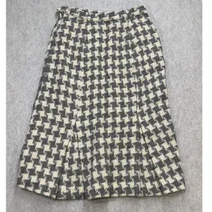 Vintage Houndstooth Skirt Women 26 Wool Grey Ivory Fairmont Sportswear Academic thumbnail 2