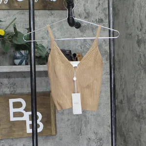 NWT Belle & Bloom Womens Sleeveless All I Need Knit Crop Top Oat Brown L thumbnail 3