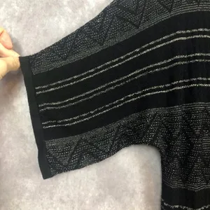 White House | Black Market Black Silver Shimmer Dolman Sweater Mini Dress Tunic XL thumbnail 6
