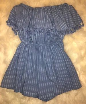 Blue Striped Romper Size L thumbnail 1