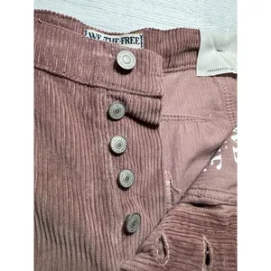 Free People Good Luck MID RISE Barrel Leg Corduroy Pants Withered Rose Size 29 thumbnail 8
