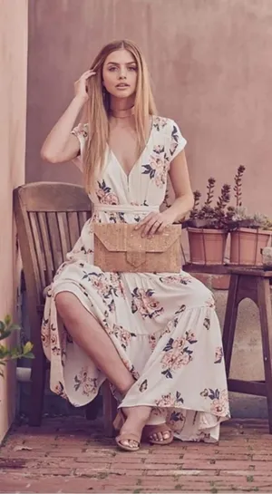 FREE PEOPLE All I Got Printed Floral Maxi Dress Size 4 thumbnail 1