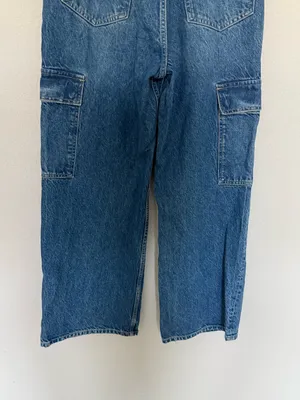 Reformation Cary Cargo High Rise Slouchy Wide Leg Jeans Size 29 Medium Wash thumbnail 8