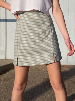 John Galt (Brandy‎ Melville) Green Plaid Cara Skirt thumbnail 1