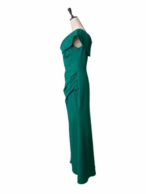 Betsy & Adam Gown Size 8 Emerald Green Corset Cowl Neck Ruched Formal Maxi Dress thumbnail 7