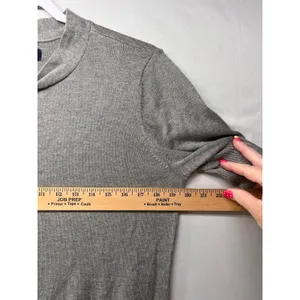 Lands’ End Women’s Gray Cotton Short Sleeve Sweater Knit Pullover Casual Top thumbnail 4