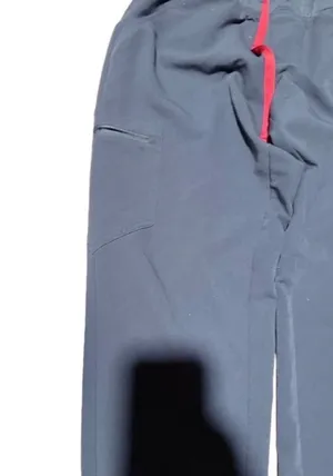 FIGS Zamora Jogger Scrub Pants Charcoal Grey Size Medium FIGS Zamora jogger scrub pants in charcoal grey, size Medium/Petite. Jogger cut with tapered leg and elastic ankle. Red drawstring waistband, zippered pocket. Technical Collection fabric, Threads for Threads edition. Pre-owned, no visible wear. thumbnail 2