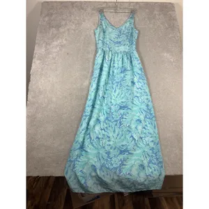 Vineyard Vines Capri Blue Floral Sleeveless‎ V-Neck Maxi Dress 0 thumbnail 5