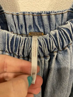 Free People Lou Jean Dress Womens XS Blue Denim Square Neck Balloon Sleeve Mini thumbnail 4