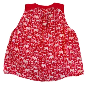 Maeve Anthropologie Red Safari Animal Print Sleeveless V-Neck Blouse Top Size 2 thumbnail 3