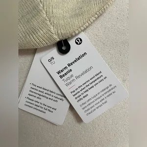Lululemon NWT Warm Revelation Beanie Merino Wool Blend Heathered Bone Color thumbnail 8