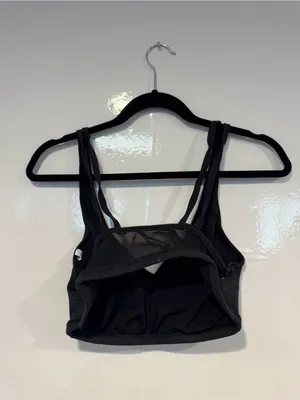 Black‎ Ribbed V-Neck Aerie sports bra mesh back thumbnail 4