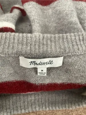 Madewell Wool Alpaca Blend Stripe Crew Neck Sweater Size Medium thumbnail 4