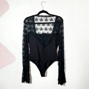 Intimately Free People Black Lace‎ Top Sz Medium Goth Festival Boho thumbnail 2
