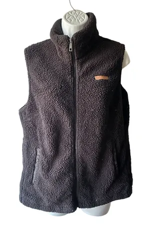 Sage Collective Women’s Black Sherpa Fleece Vest Size M Cozy High Pile Zip Up thumbnail 1