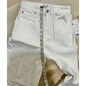 Juicy Couture NWT Women Size 24 White Denim Wide Leg Cuff High Rise Flare Jeans thumbnail 9