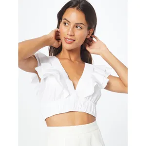 Abercrombie & Fitch Drama Poplin Ruffle Cropped Tank Top White Size XL thumbnail 5