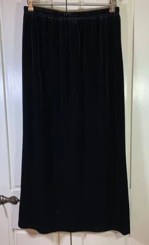 Hot Cotton Marc Ware Womens Velvet Maxi Skirt Black Elastic Waist Large USA Made thumbnail 1