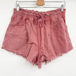 Free People Womens Kalani Dusty Rose Paperbag Waist Raw Hem Pull On Shorts M thumbnail 3