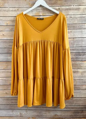 Shop Basic USA Dress Women’s Size XL Gold Mini Long Sleeve V-Neck NWOT thumbnail 1
