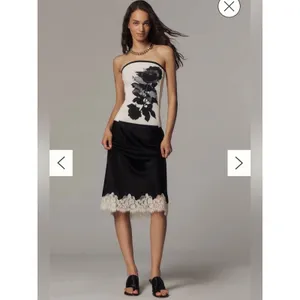 Anthropologie Black Rose Strapless Corset Tube Top Ivory XS thumbnail 2