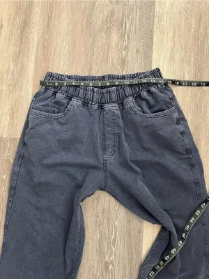 Zara Womens XL Jogger Charcoal Gray Washed Denim Pull On Straight Leg Jeans thumbnail 9