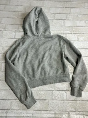 Brandy Melville John Galt Cropped Gray Zip-Up Hoodie - Women thumbnail 2