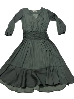 Elegant Green Ruched Waist Maxi Midi Dress – Boho Chic thumbnail 4